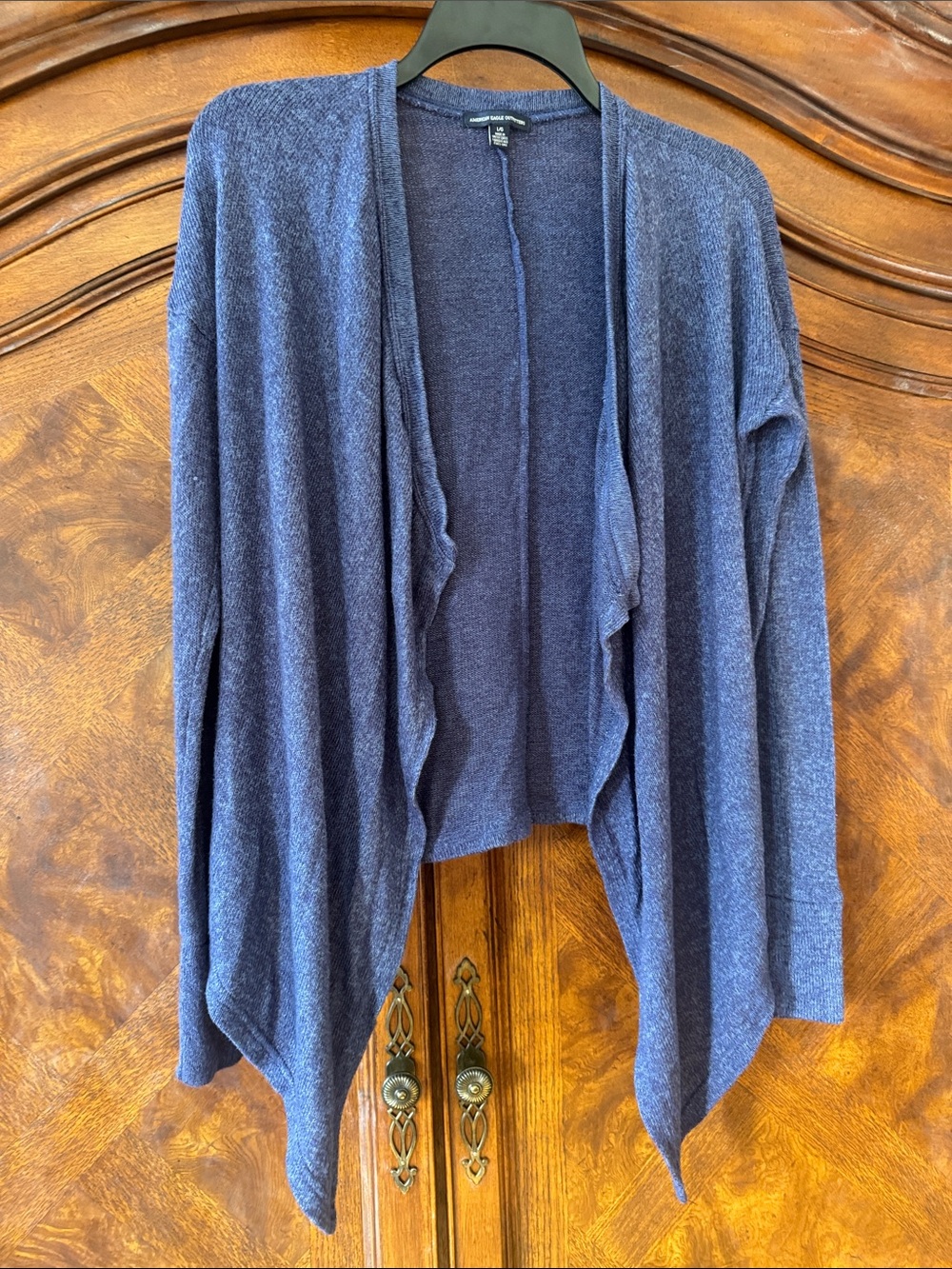 American Eagle Outfitters Navy Open-Front Draped Cardigan size Large